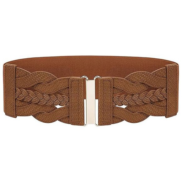 GRACE KARIN Women's Elastic Wide Belts Vintage , Coffee-woven - Picture 1 of 6